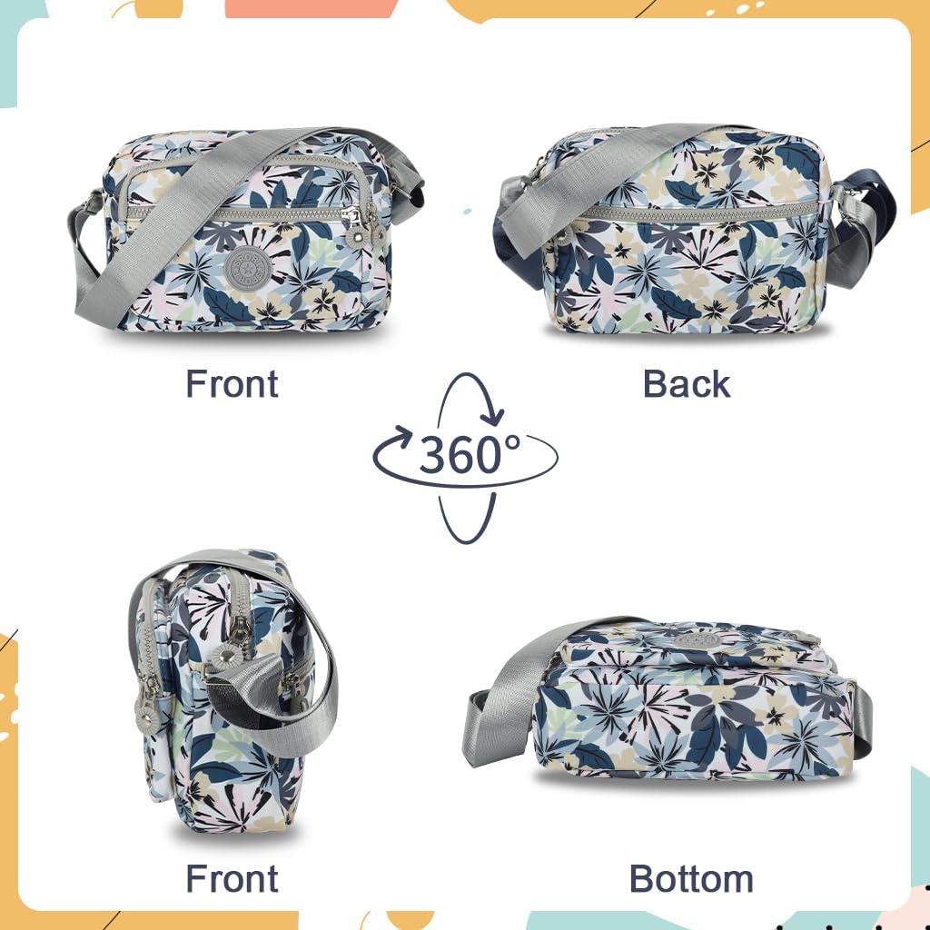 Zibuyu Crossbody Bags for Women with Multi Pockets and Adjustable Strap | Waterproof Nylon Design for Travel and Daily Use