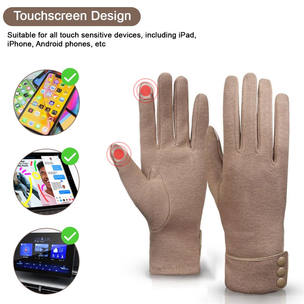 Zibuyu Womens Winter Touchscreen Gloves for Outdoor Use with Fleece Lining and Plush Inner | Warm Knitted Windproof Gift
