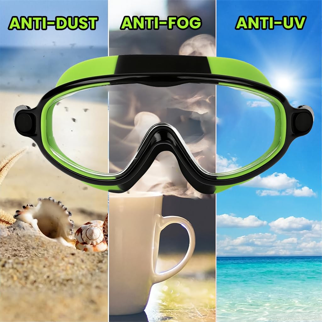 Zibuyu Swimming Goggles for Kids Ages 6–14 with Wide View and Anti-Fog UV Protection | Adjustable Silicone Frame