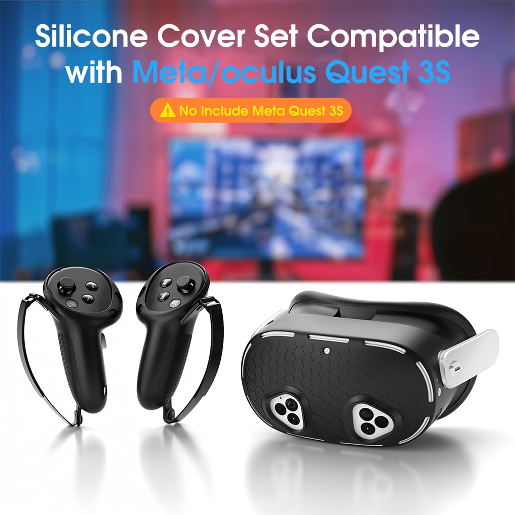 ZORBES Silicone Accessories for Meta Quest 3S featuring 5‑in‑1 Protective Case Set | Face Pad and Lens Cover