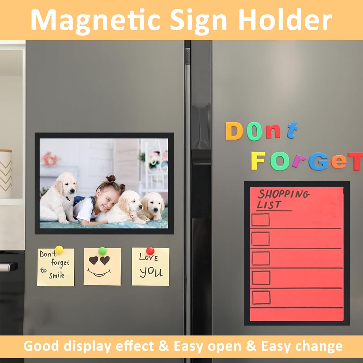 Climberty® 3Pcs Magnetic Cover Sign Holder with Self-Adhesive Backing, Clear PVC Wall Sign Display for Menus Notices Flyers, Poster Holder Leaflet Holder for Office, Restaurant, Store (8.5''x11'')