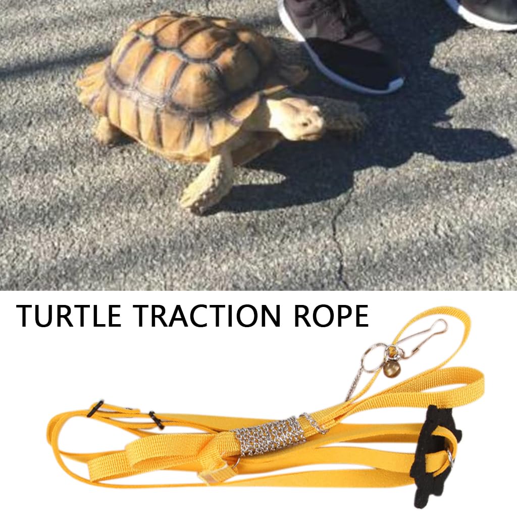 Qpets® Harness Strap for Small Tortoise Leather Harness, Adjustable Tortoise Belt Turtle Traction Rope with 3.9ft Rope Walking Lead Control Rope for Turtles, Lizards