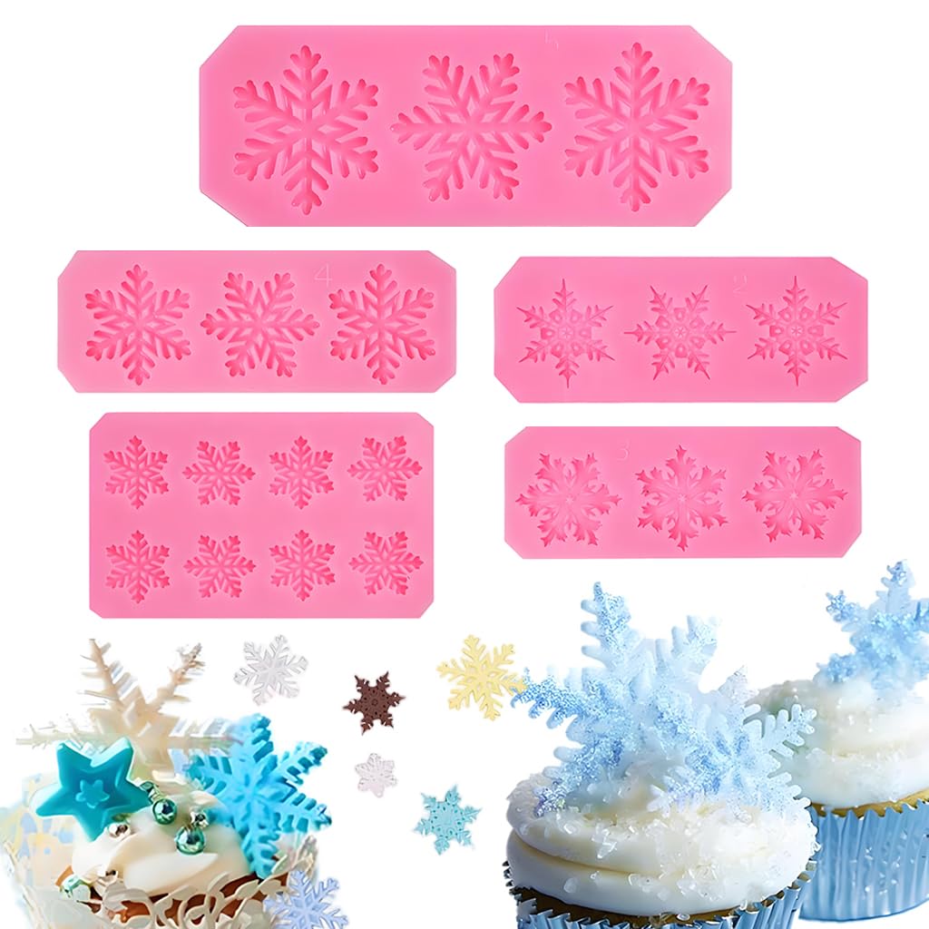 Supvox Snowflake Chocolate Molds for Christmas Baking with 5 Designs | Food Grade Silicone