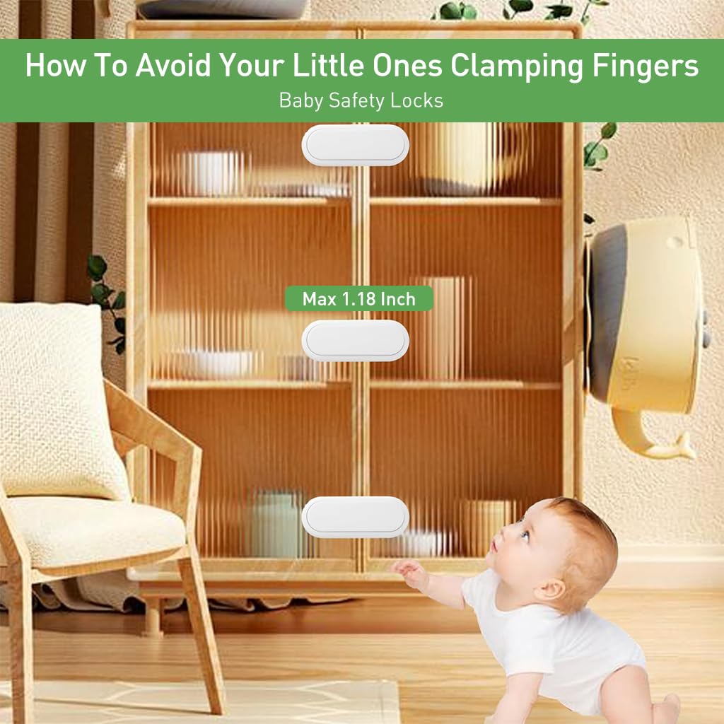 SNOWIE SOFT Drawer Lock for Baby Safety with Rotatable Latch | 6Pcs Self Adhesive Childproof Cabinet Lock