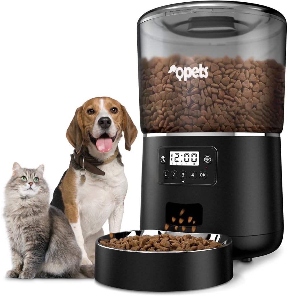 Qpets® 6L Dog Automatic Feeder, Auto Pet Feeder for Medium Large Dogs Cats with Timeable, Quantition Timed Cat Food Dispenser with Caring Voice Recording Function Dog Food Bowl Automatic Pet Feeder