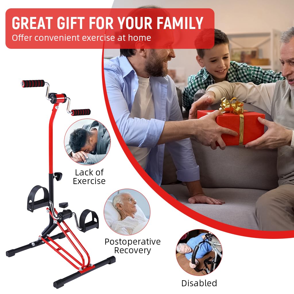 Proberos Pedal Exerciser for Legs and Arms with Dual Hand Rockers and Adjustable Resistance | Non Slip Compact Cycle for Home Fitness