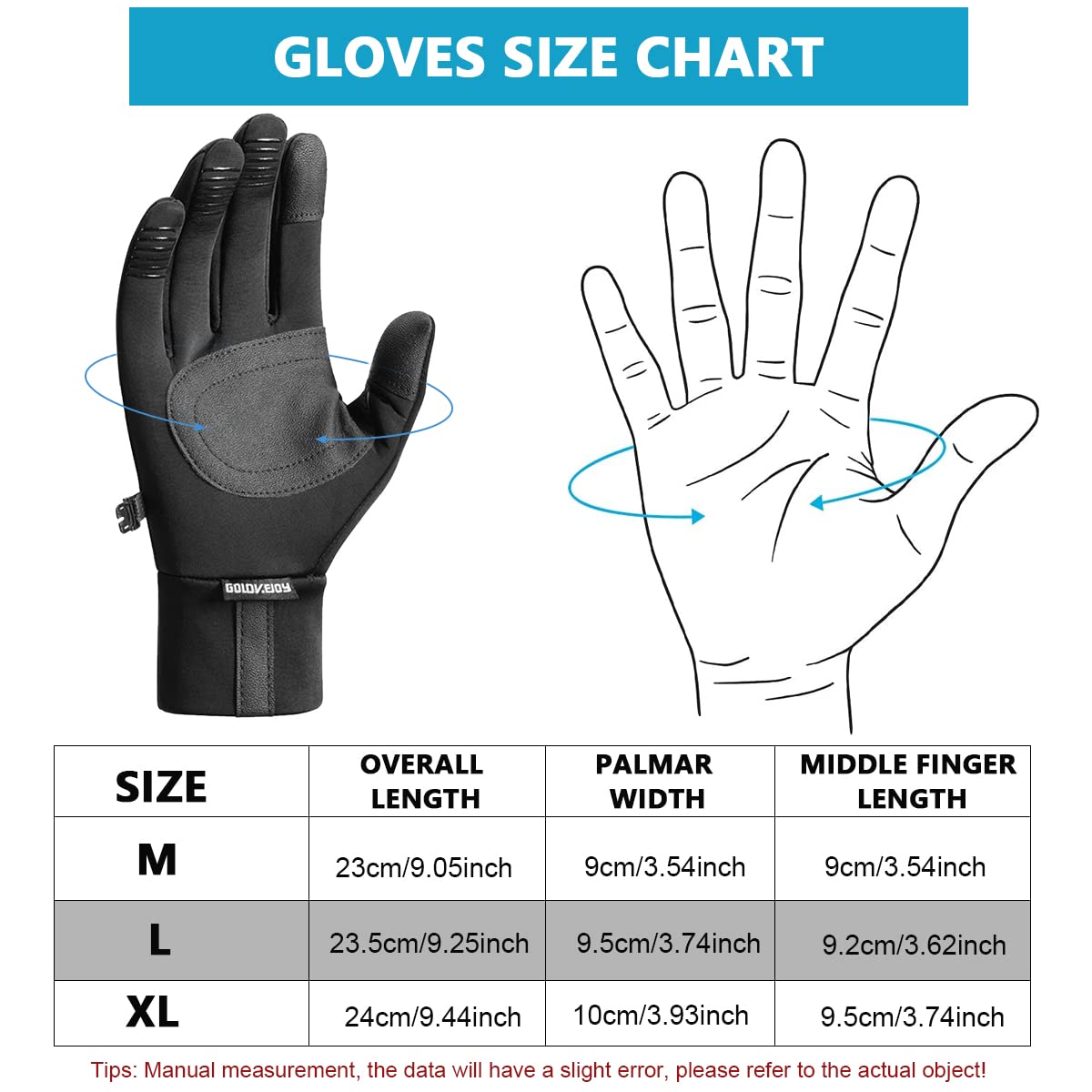 GUSTAVE Winter Gloves For Men, Riding Gloves Finger Gloves, Gloves for Men Winter Warm Touchscreen Thermal Fleece Lined, Black, L