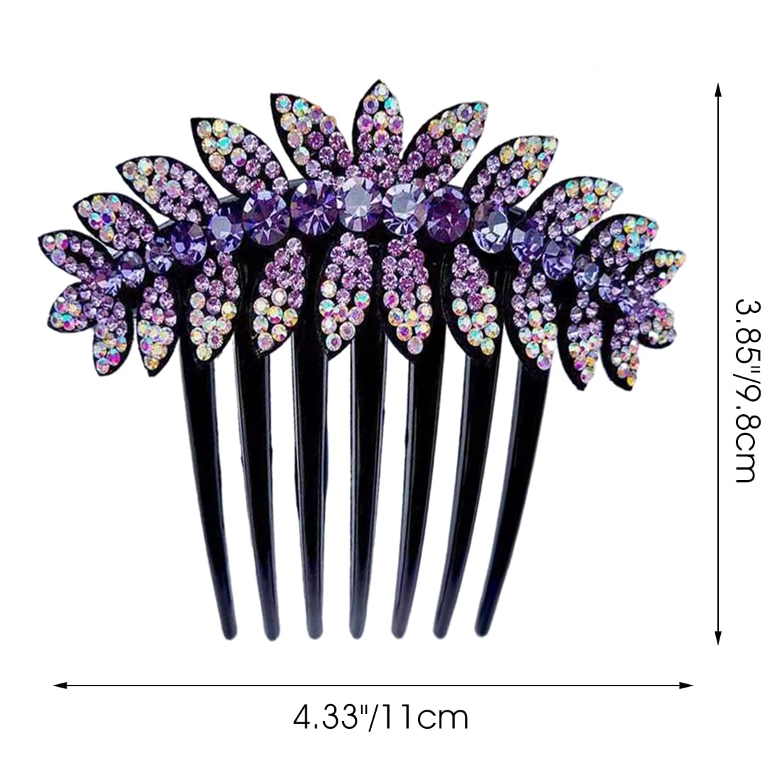 PALAY Hair Clips for Women with 7 Teeth Comb featuring Purple Rhinestone Design | Elegant Accessory for Weddings and Daily Wear