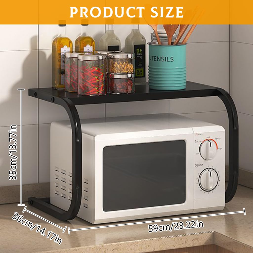 HASTHIP Storage Shelf for Microwave Oven with 110lbs Capacity and Adjustable Carbon Steel Frame | Space Saving Kitchen Rack