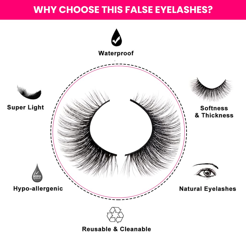 MAYCREATE False Eyelashes for Party Look featuring Knot Free Lash Band and Soft Faux Fiber 15–18mm