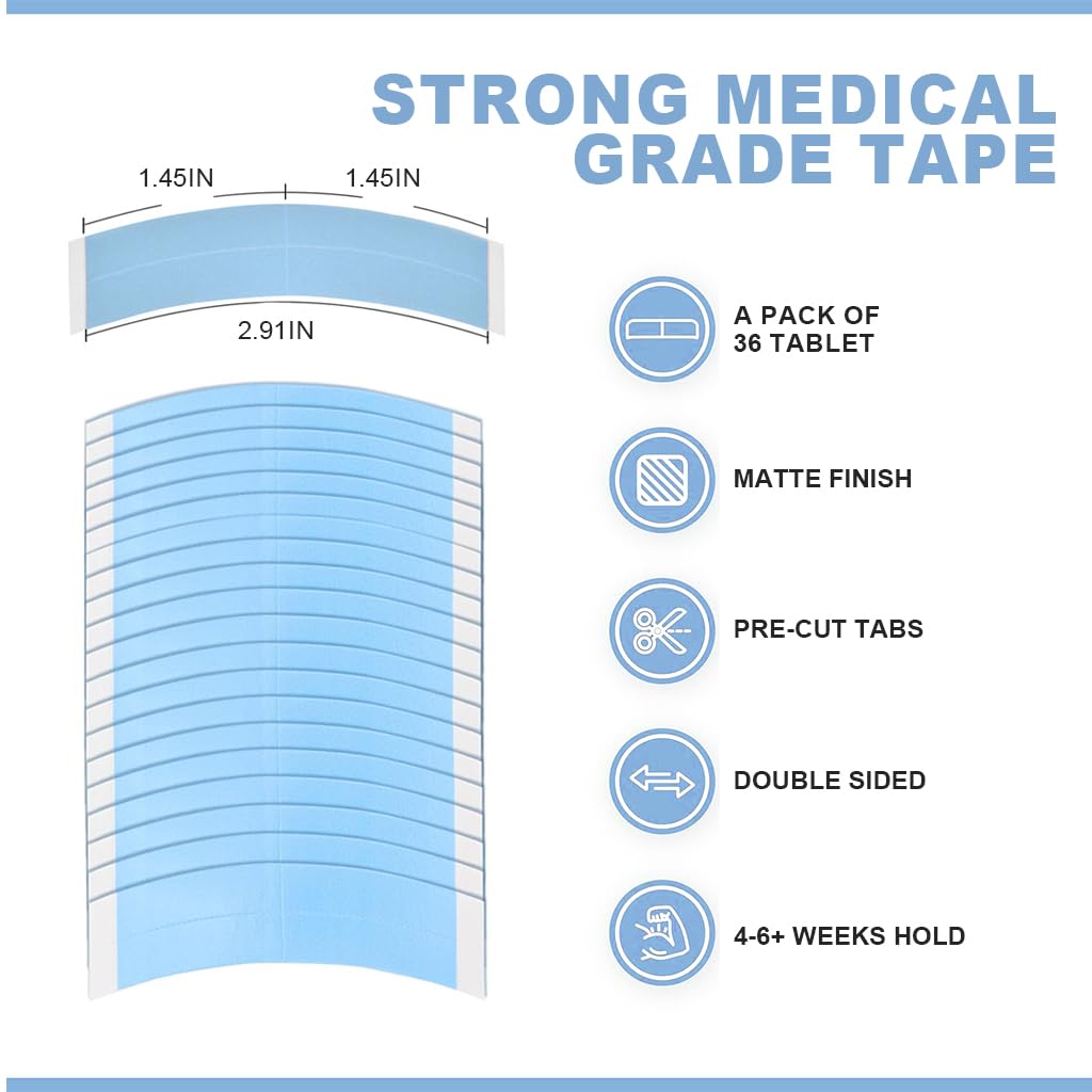 MAYCREATE Wig Tape for Lace Front Wigs and Toupees featuring Double Sided Clear Adhesion | Traceless Ultra Slim Waterproof Hold