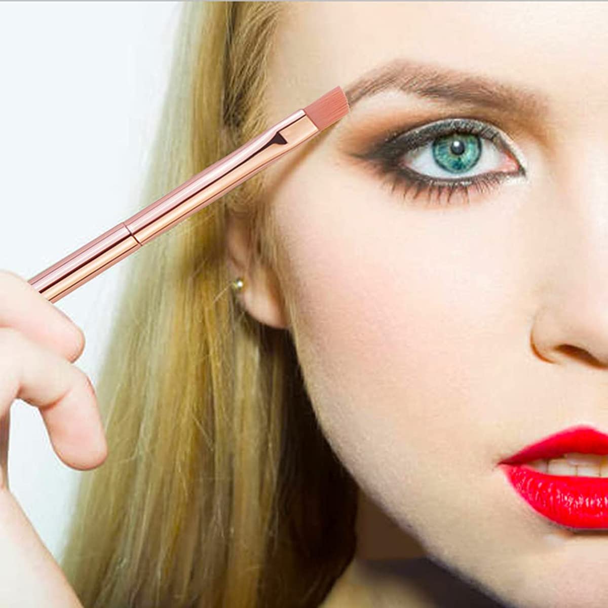 MAYCREATE 5 in 1 Makeup Brush Set for Travel with Dual Head Design and 13.4×2.7cm Case