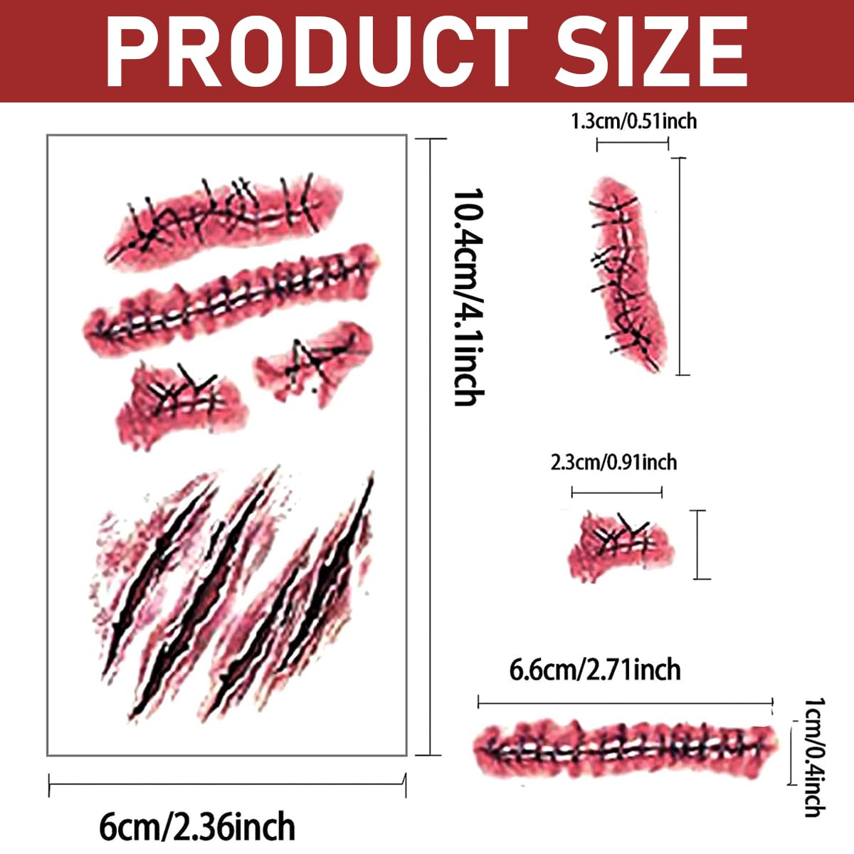 MAYCREATE Halloween Face Tattoo Stickers for Makeup and Theme Parties featuring 30 Sheets | Safe Waterproof Wound Designs