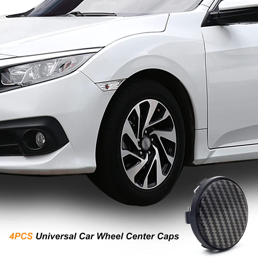 STHIRA Car Wheel Center Hub Caps 60mm Outer 56mm Snap Fit with Carbon Fiber Design | ABS Rust Resistant Set of 4