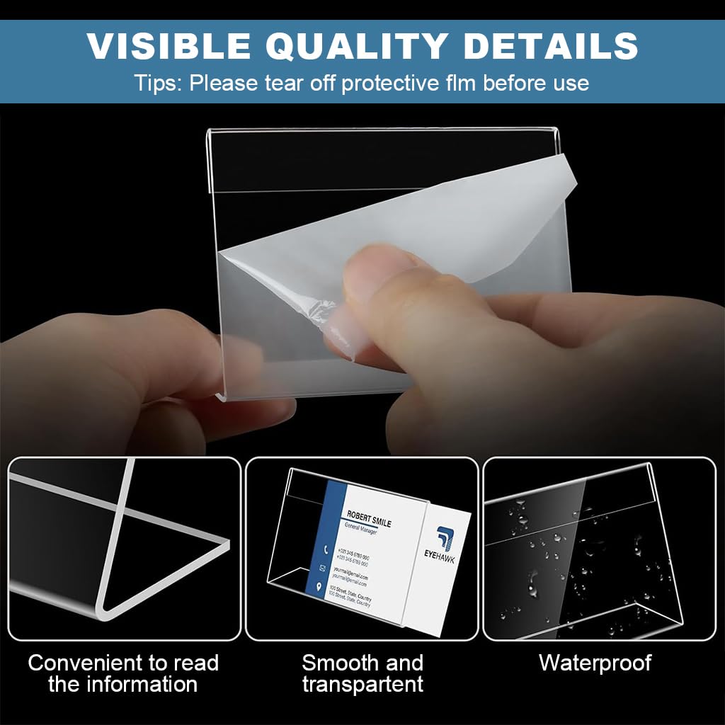 OFIFO Clear Acrylic Display Stand for Tables featuring L Shaped Design 30 Pack 9x6cm | Transparent Sign Holder for Price Tags and Menus