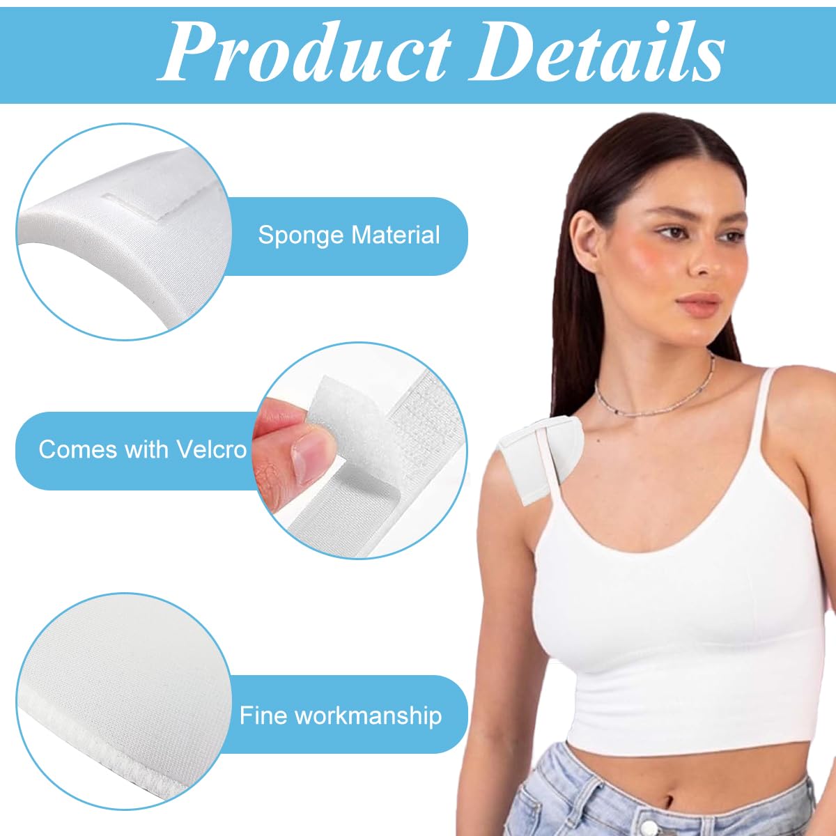 HANNEA Shoulder Pads 2 Pair Set for Blazers featuring 0.59 in Thickness Sponge | No Sew Anti Slip Design