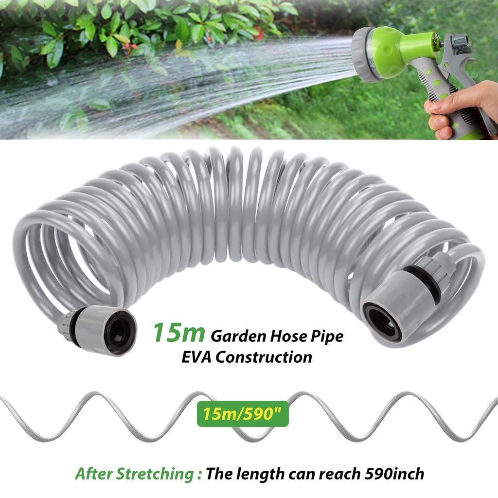 HASTHIP Garden Hose 15m Expandable for Lawn & Car Washing with 7 Spray Modes | EVA Kink-Free Design