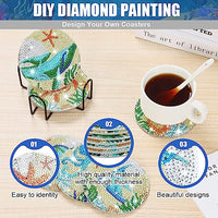 HASTHIP® 8 Pcs Diamond Painting Coasters Kits, Exquisite Diamond Painting Coasters with Holder, DIY Diamond Art Coasters and Crafts for Adults Kids, Style B, acrylic