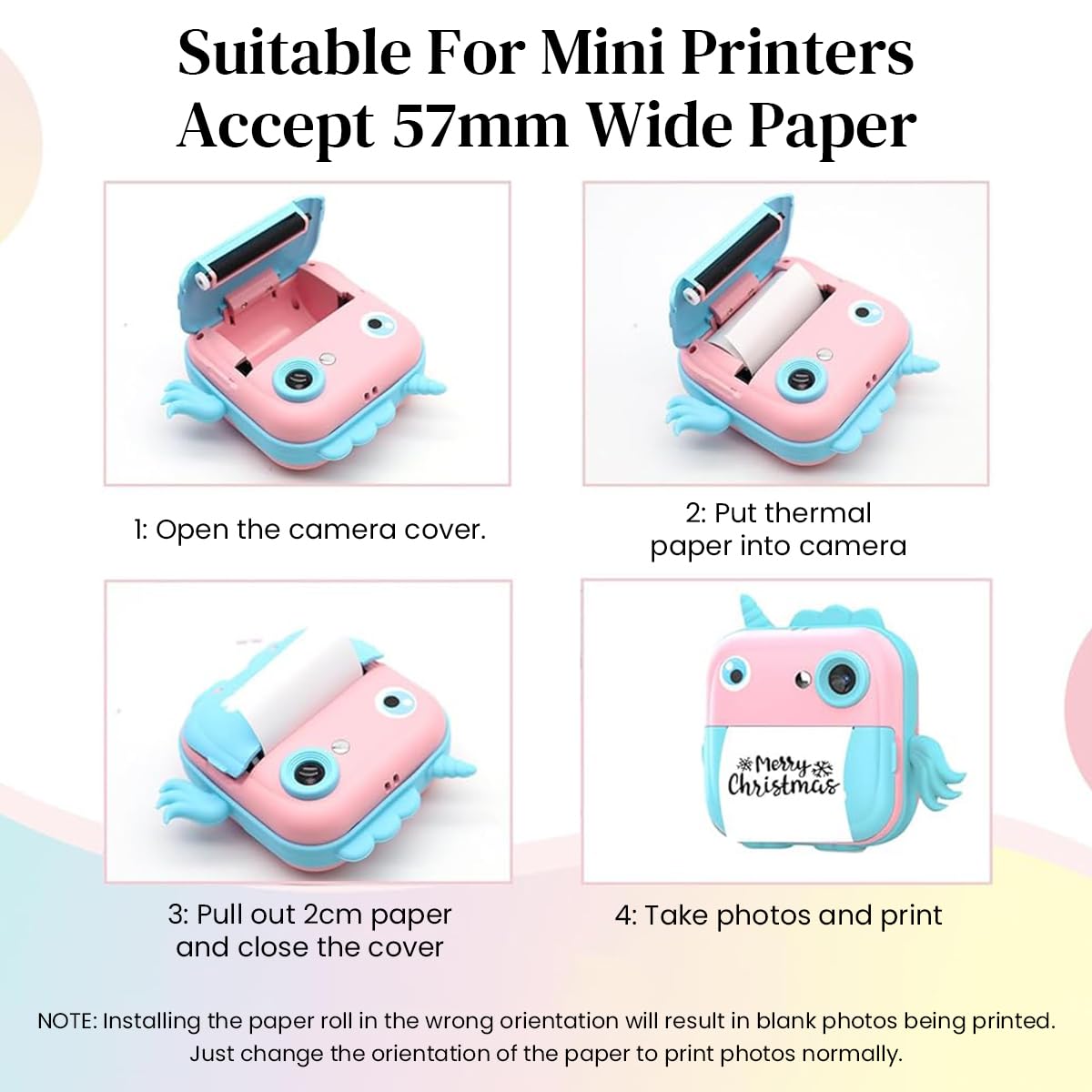 ZEITEL Bluetooth Thermal Printer for Android and iOS with 200DPI LED Light | Includes 10 Paper Rolls