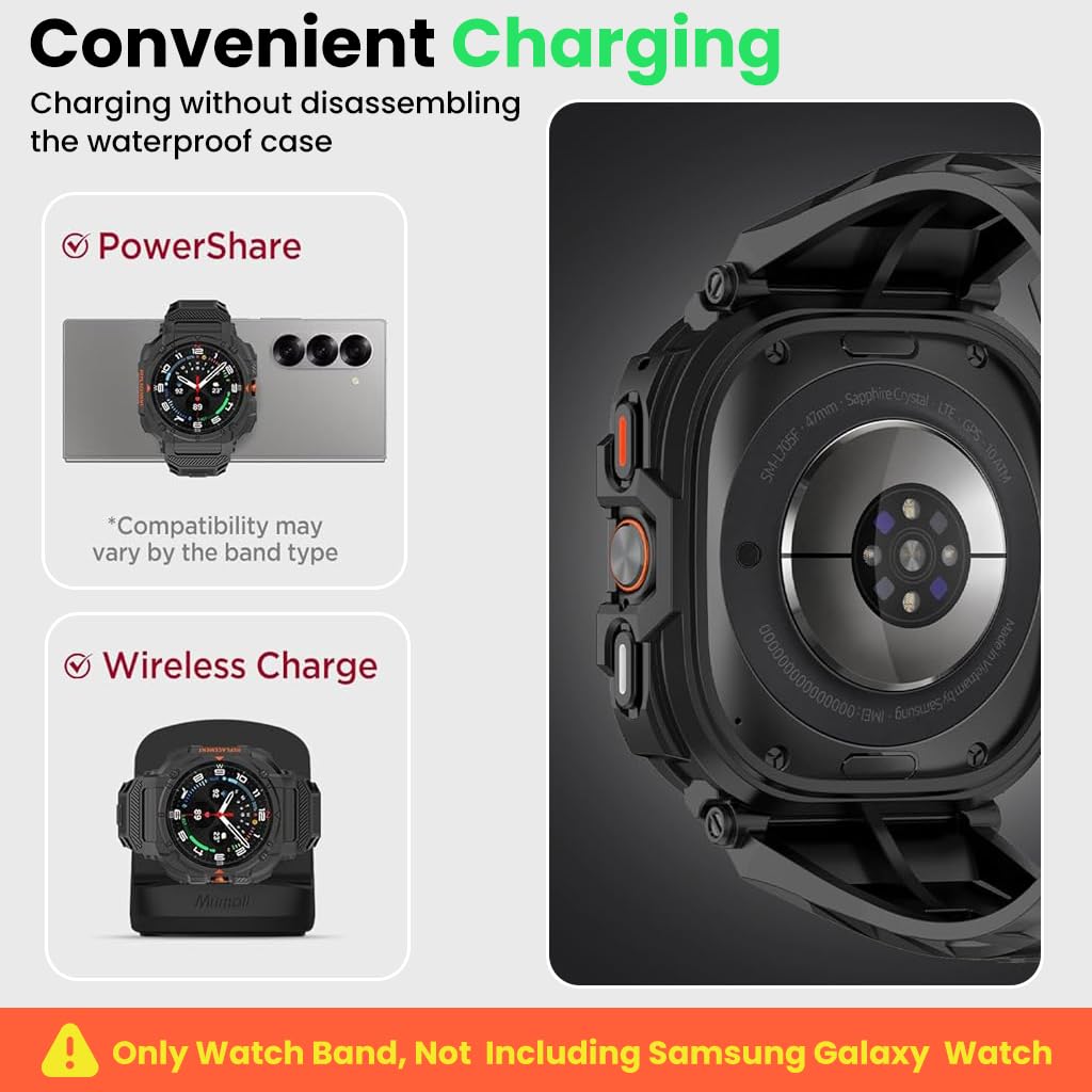 ZORBES Compatible Samsung Galaxy Watch Ultra 47mm Band with Integrated Case and TPU Waterproof Sport Strap in Beige