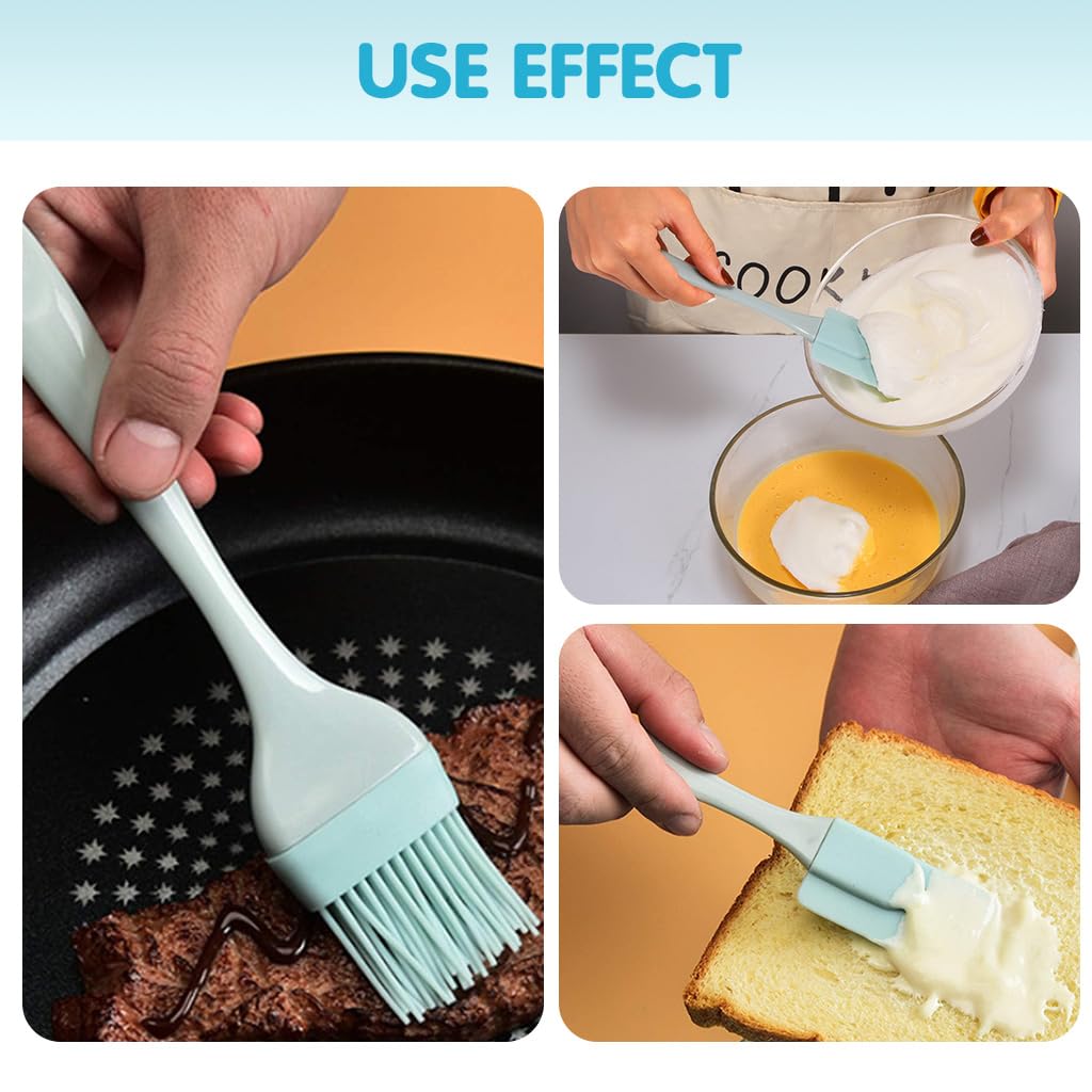 Supvox Silicone Spatula Set for Cooking with Seamless Design and Food Grade Material | 3pcs Blue