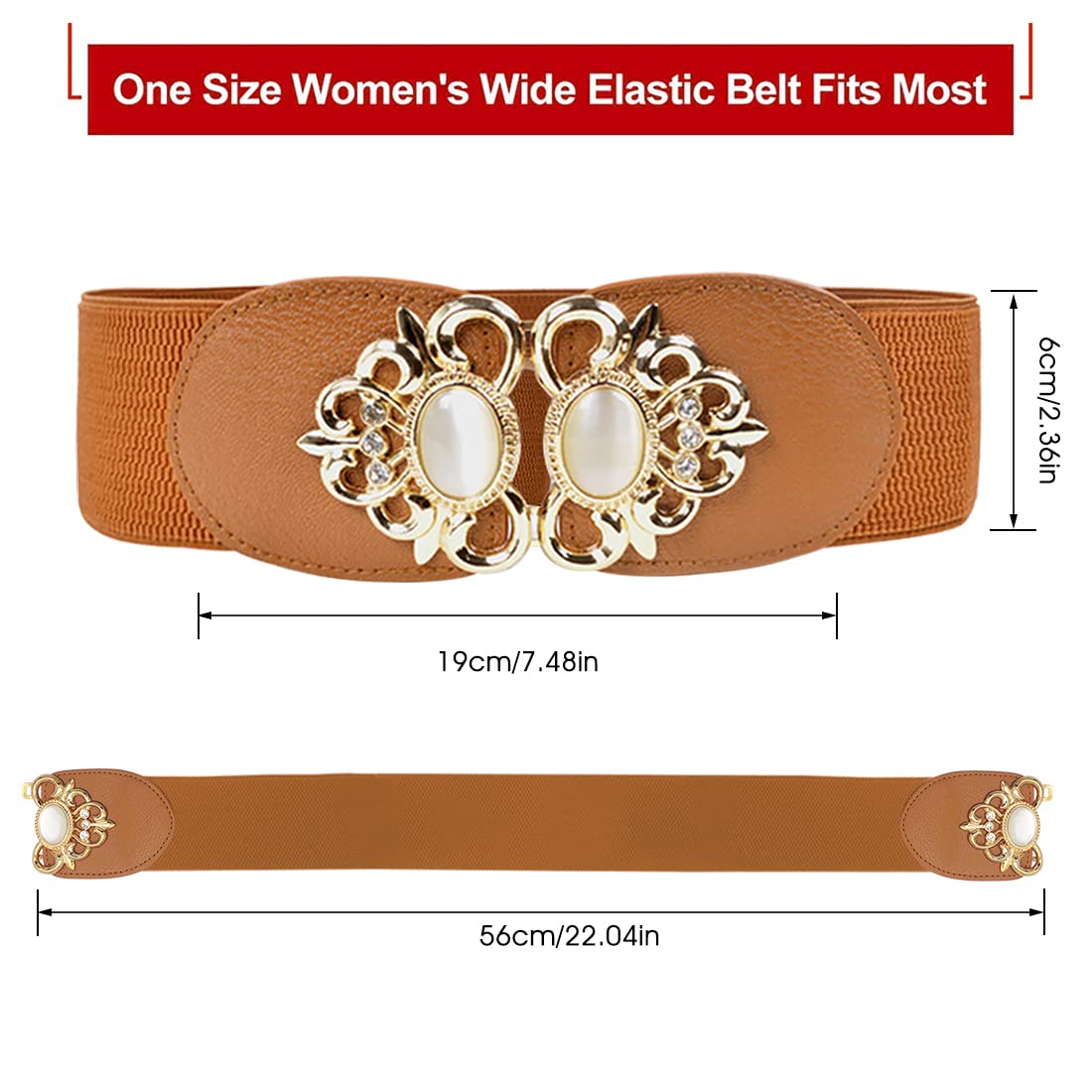 ZIBUYU® Elastic Stretchable Ladies Waist Belt with Interlocking Buckle Mordern Design Slim Hip Woman's Waistband for Dresses, Saree, Girls Long Dress and Jeans (Brown)