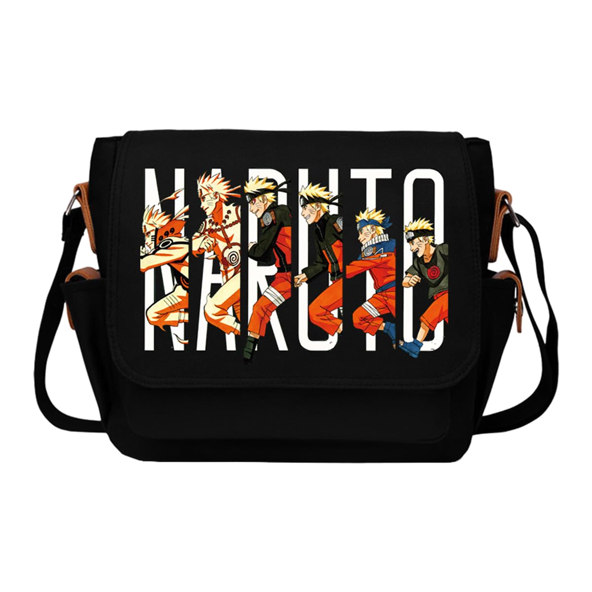 Fancyku Naruto Anime Sling Bag for Travel and Daily Use with Multiple Pockets 33x13x26cm | Canvas Messenger Bag for Men and Women