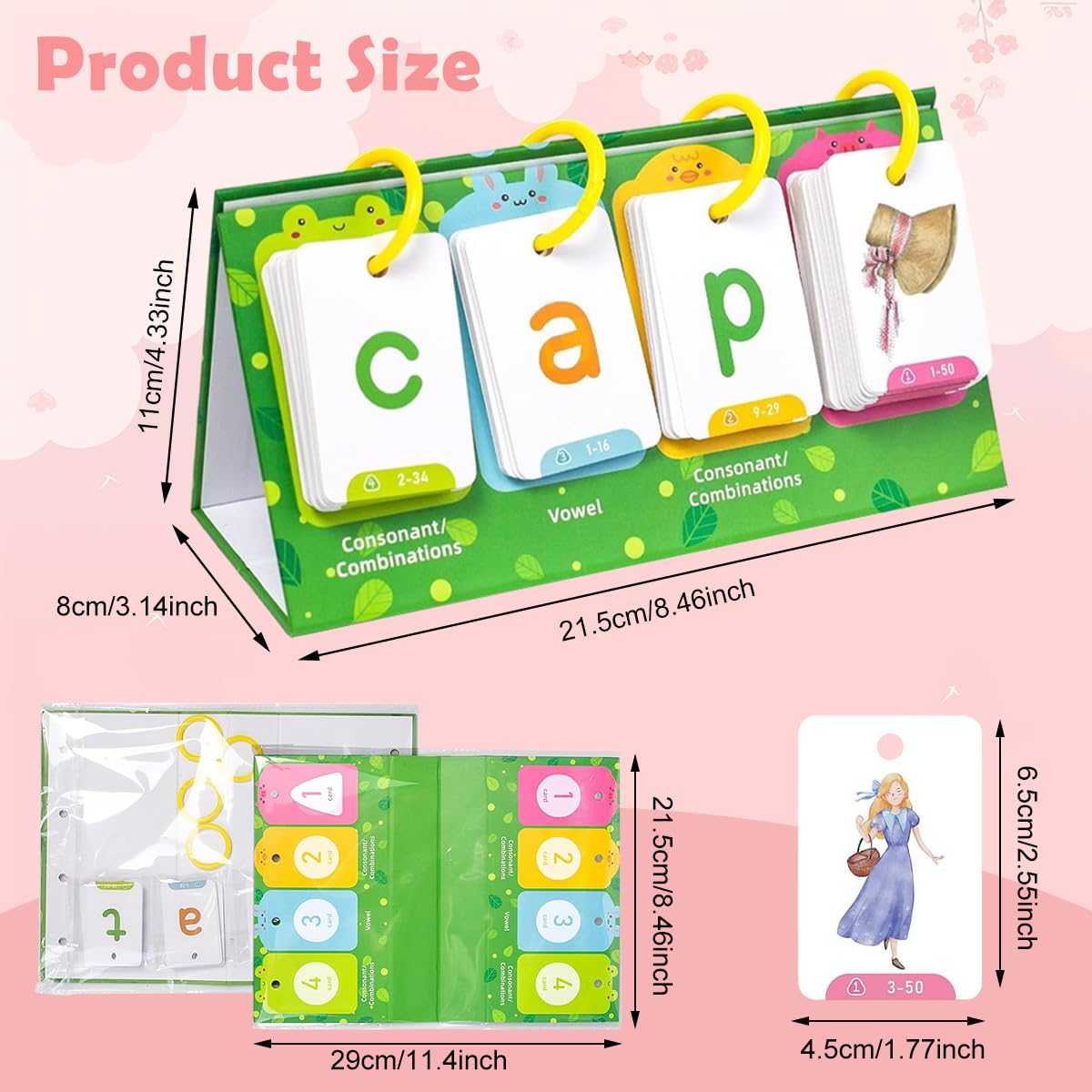 PATPAT Flash Cards for Preschool Learning featuring Double Sided Design and Triangle Stand | Safe Phonics Practice for Kids