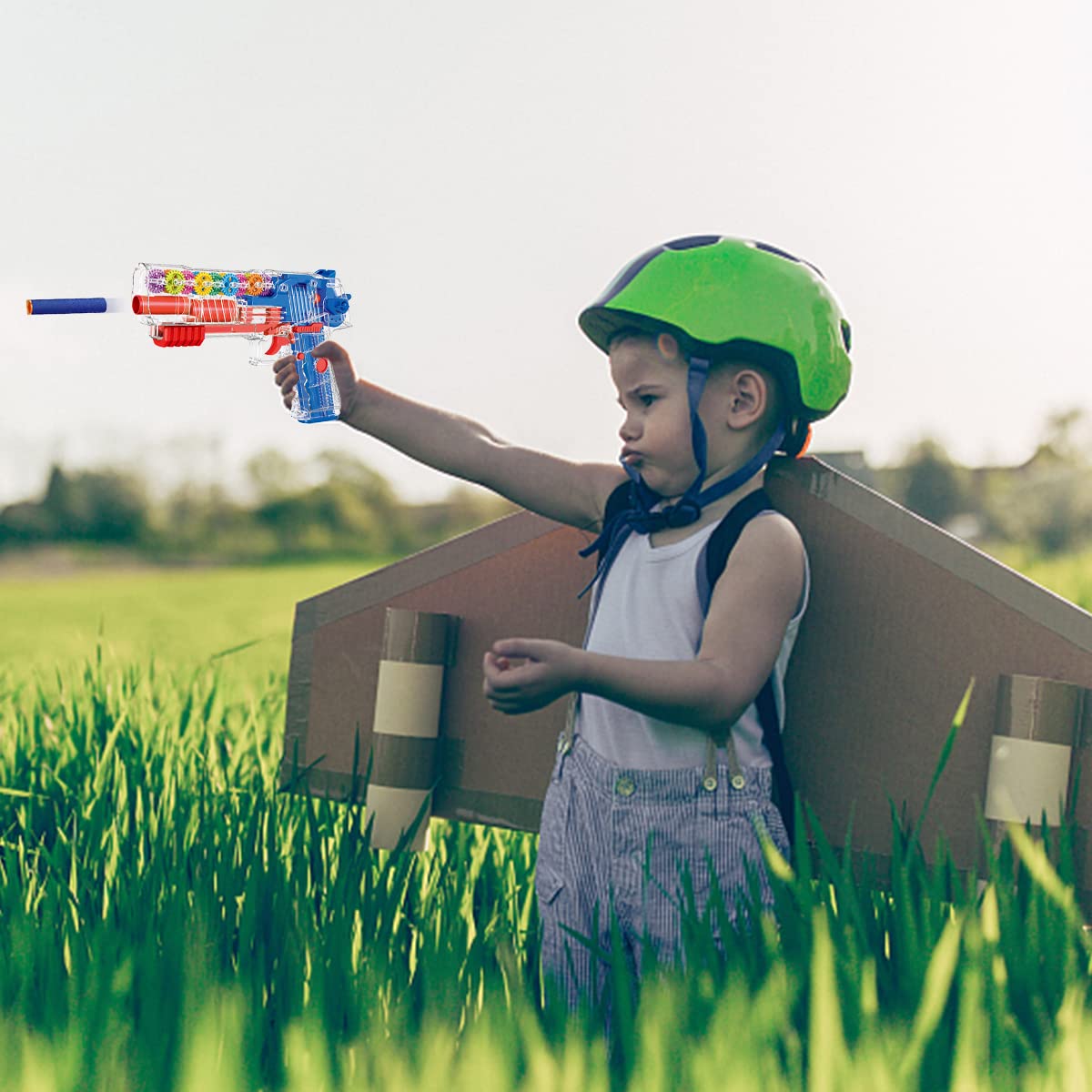 PATPAT Musical Toy Gun for Kids with 5 Soft Sponges and 3D Gear Lights and Sounds | Blue