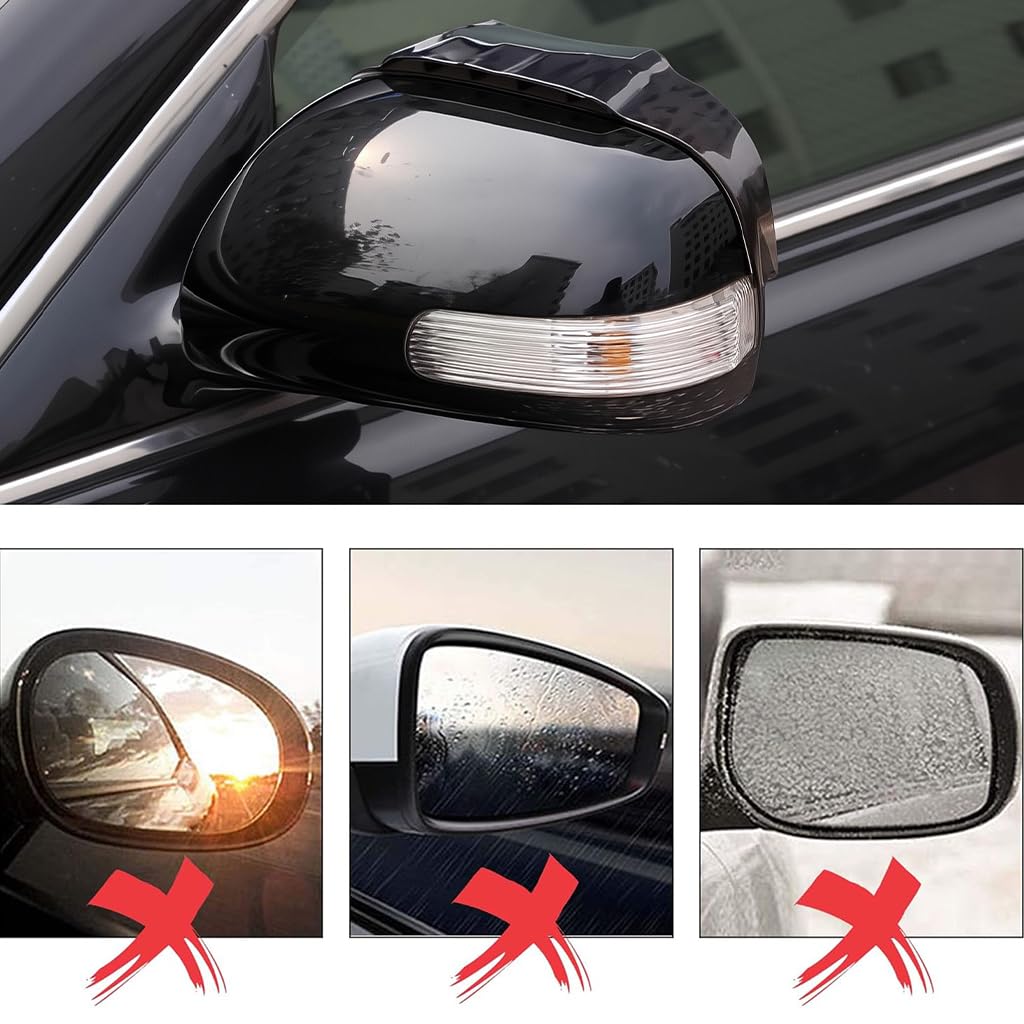 STHIRA Car Rearview Mirror Rain Eyebrow 2PCS with Air Deflector Design and PVC Guards | Clear Visibility for All Weather Driving