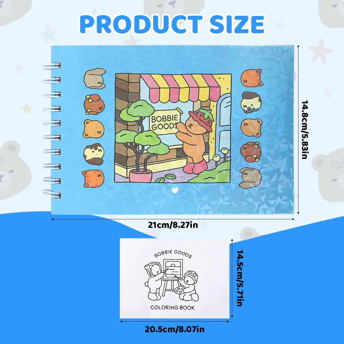 PATPAT Coloring Book for Stress Relief with 48 Sheets and Spiral Bound Hard Cover | 8.5x11 for Kids and Adults