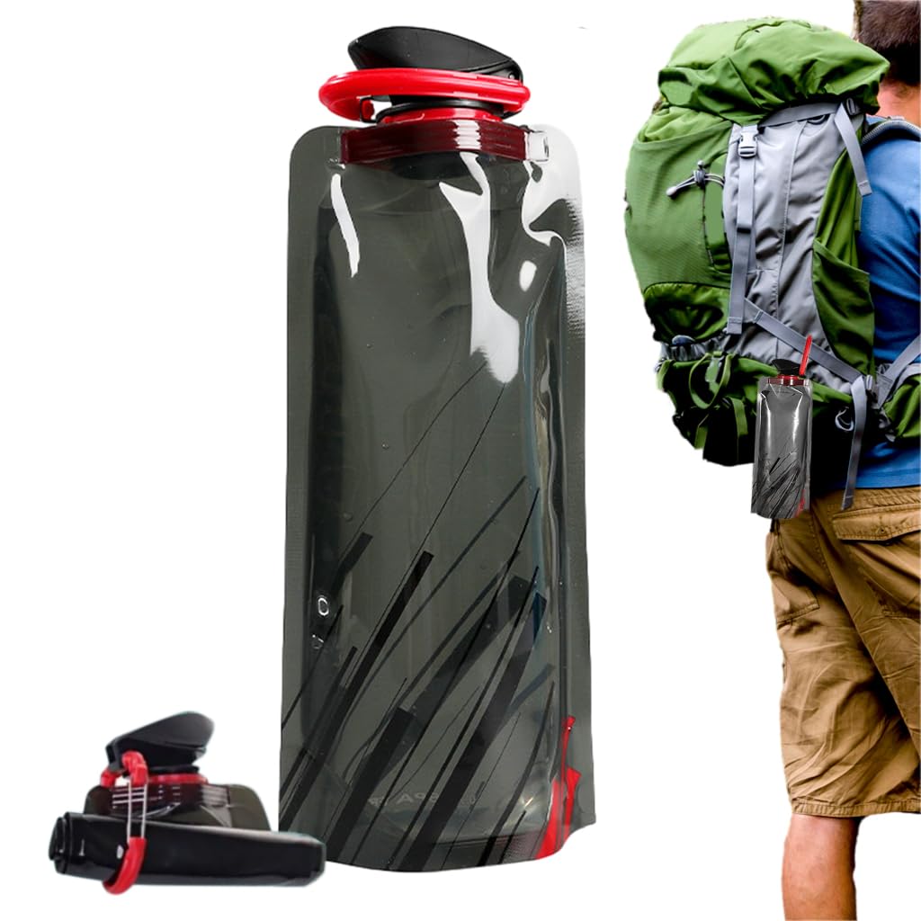 Optifit Folding Water Bottle for Travel and Running with Leak-Proof Lid 700ml PE Material