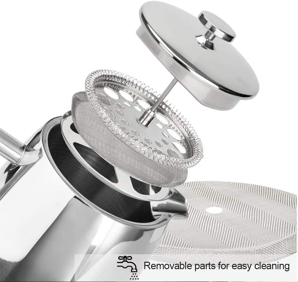 Supvox French Press Coffee Maker 800ML with 4 Level Filtration and 304 Stainless Steel Body