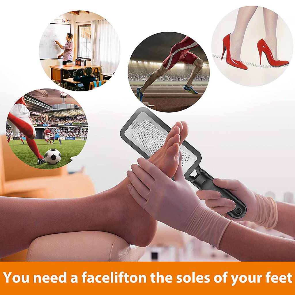 MAYCREATE Foot Scrubber for Dead Skin with Ergonomic Curved Design and 11×3 in Stainless Steel File | Callus Remover for Cracked Heels