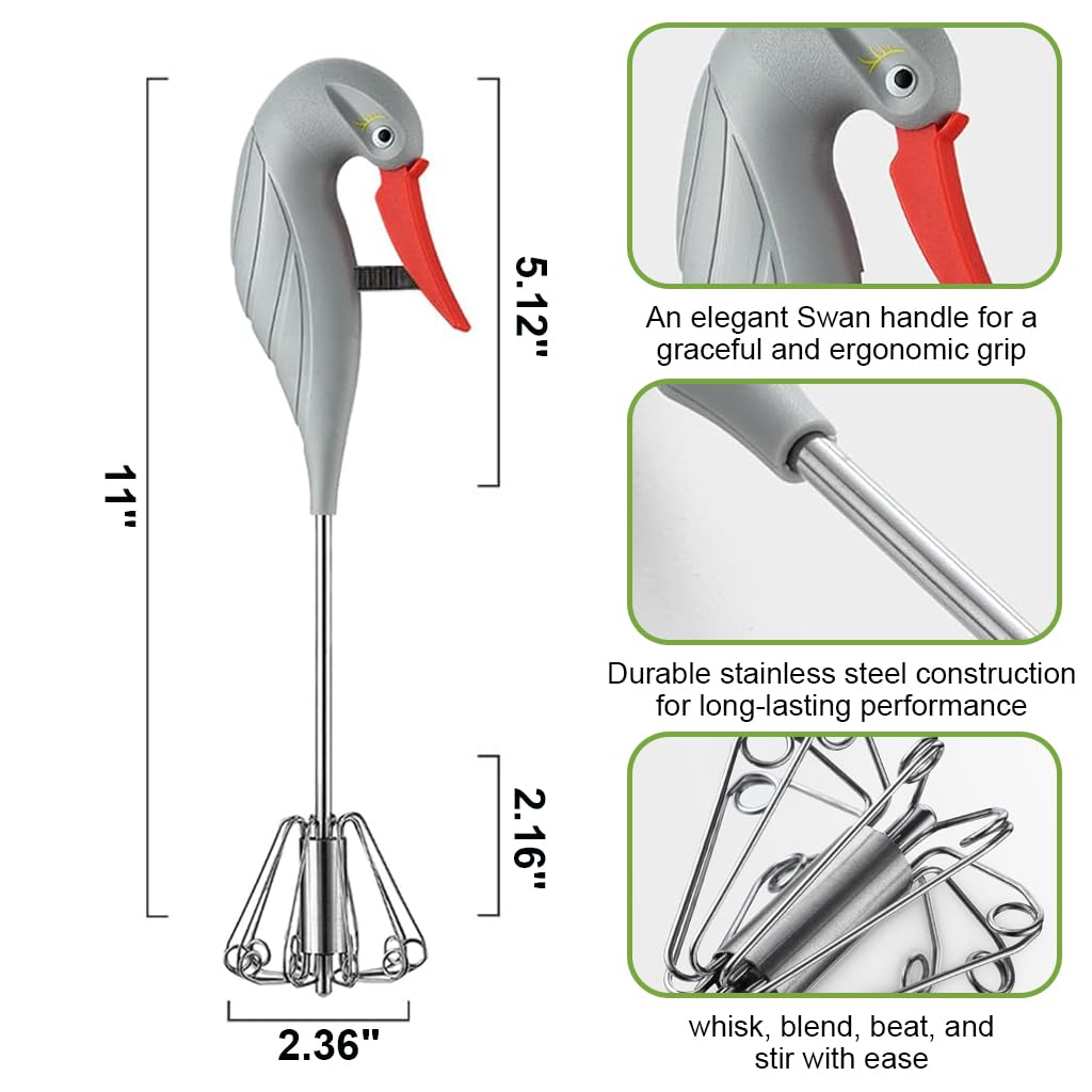 Supvox Eggbeater for Whipping and Blending featuring Squeeze Trigger Mechanism and Stainless Steel