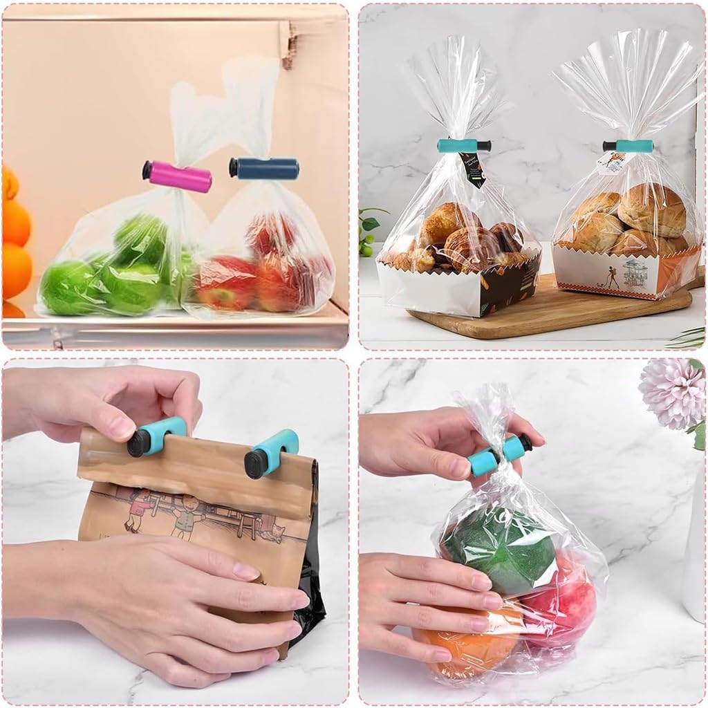 Supvox Food Bag Clips 8 Pcs for Snack Storage with Guillotine Style Seal | Colorful Spring Loaded Design