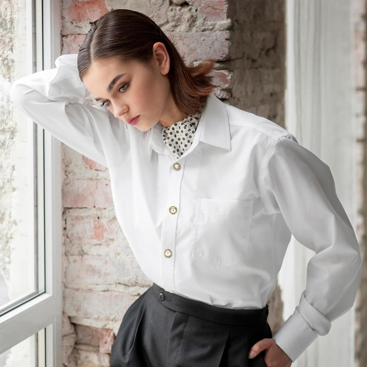 Venzina Pearl Safety Pin Flower Shirt Buttons for Hijab and Scarf | 30pcs Alloy No‑Sew Brooch Pins