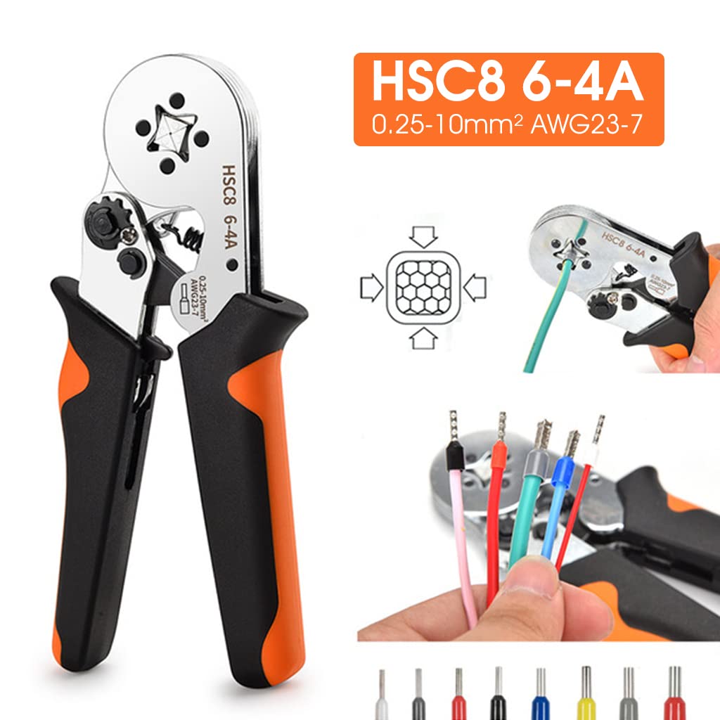 HASTHIP® Wire Crimping Tool Kit, Ferrule Crimping Tool, Self Adjusting Square Wire Crimper Plier for AWG23 7 with 1200pcs Assortment Ferrule Wire Copper Crimp Connector, Wiring Cable Connector