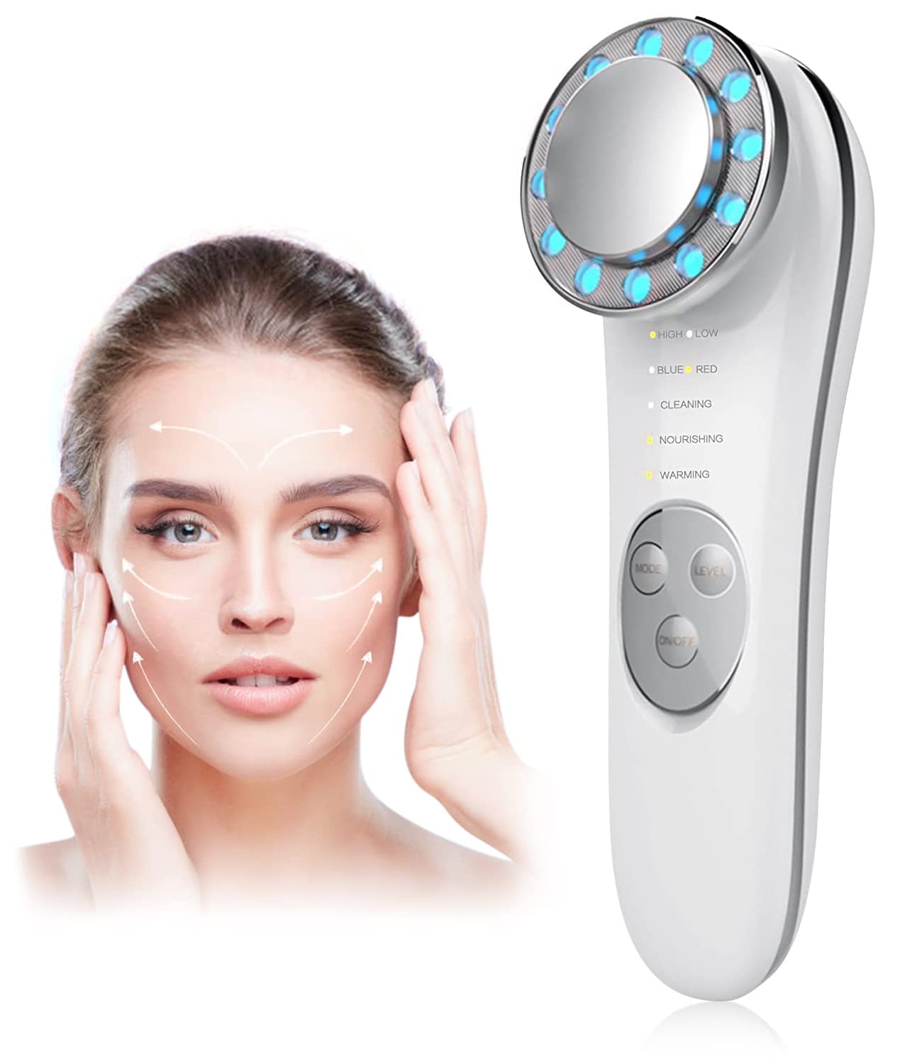 HANNEA Facial Massager for Deep Pore Cleansing and Skin Lifting with EMS Microcurrent | 7 in 1 Light Therapy and Warming Function