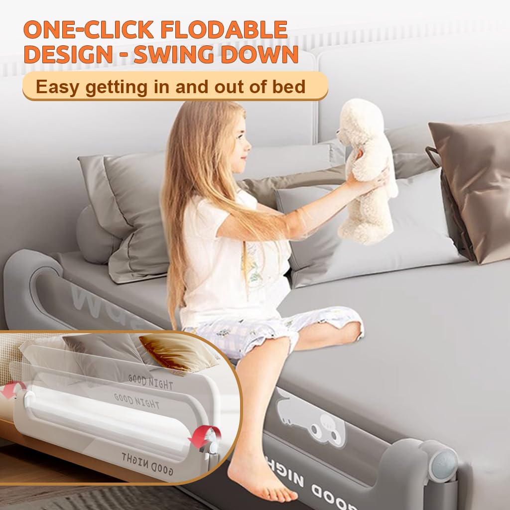 SNOWIE SOFT Baby Bed Guard for Safety and Comfort featuring Fold‑Down Rail | 70.8 in Adjustable Height