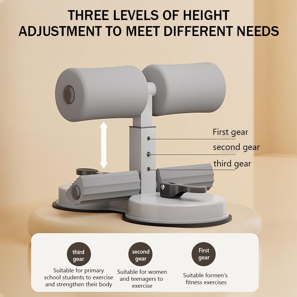 Proberos Sit Up Equipment for Home Gym with Dual Suction Cups and Adjustable Foot Holder | Grey