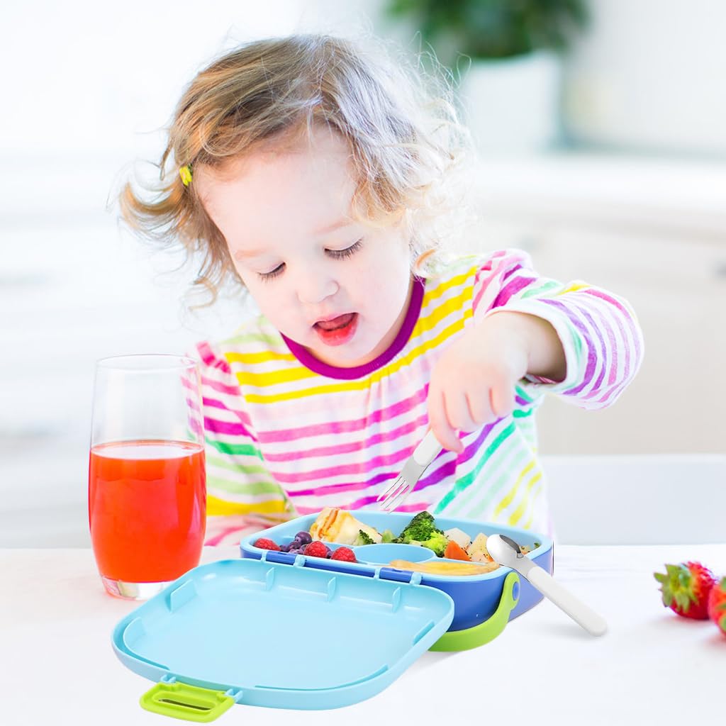 Supvox Lunch Box for Kids with 1300 mL 4 Compartments featuring Steam Heating | Blue