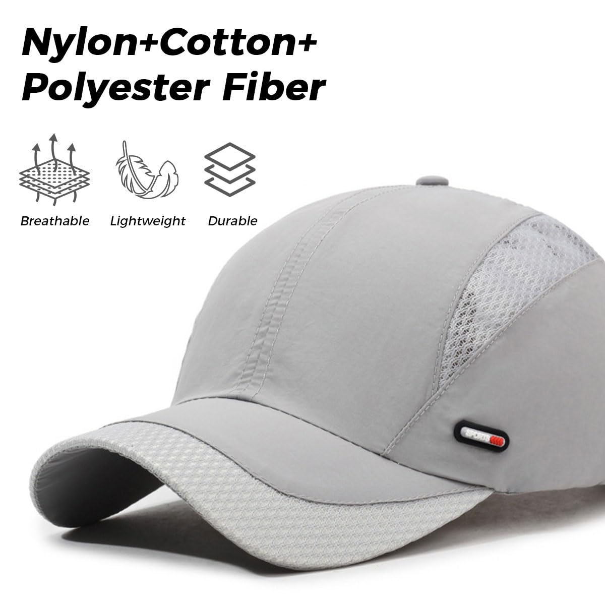 GUSTAVE Caps for Men for Golf and Outdoor Sports with Alloy Closure 22.1–24.4 in Fit | Breathable Cotton UV Protection Grey