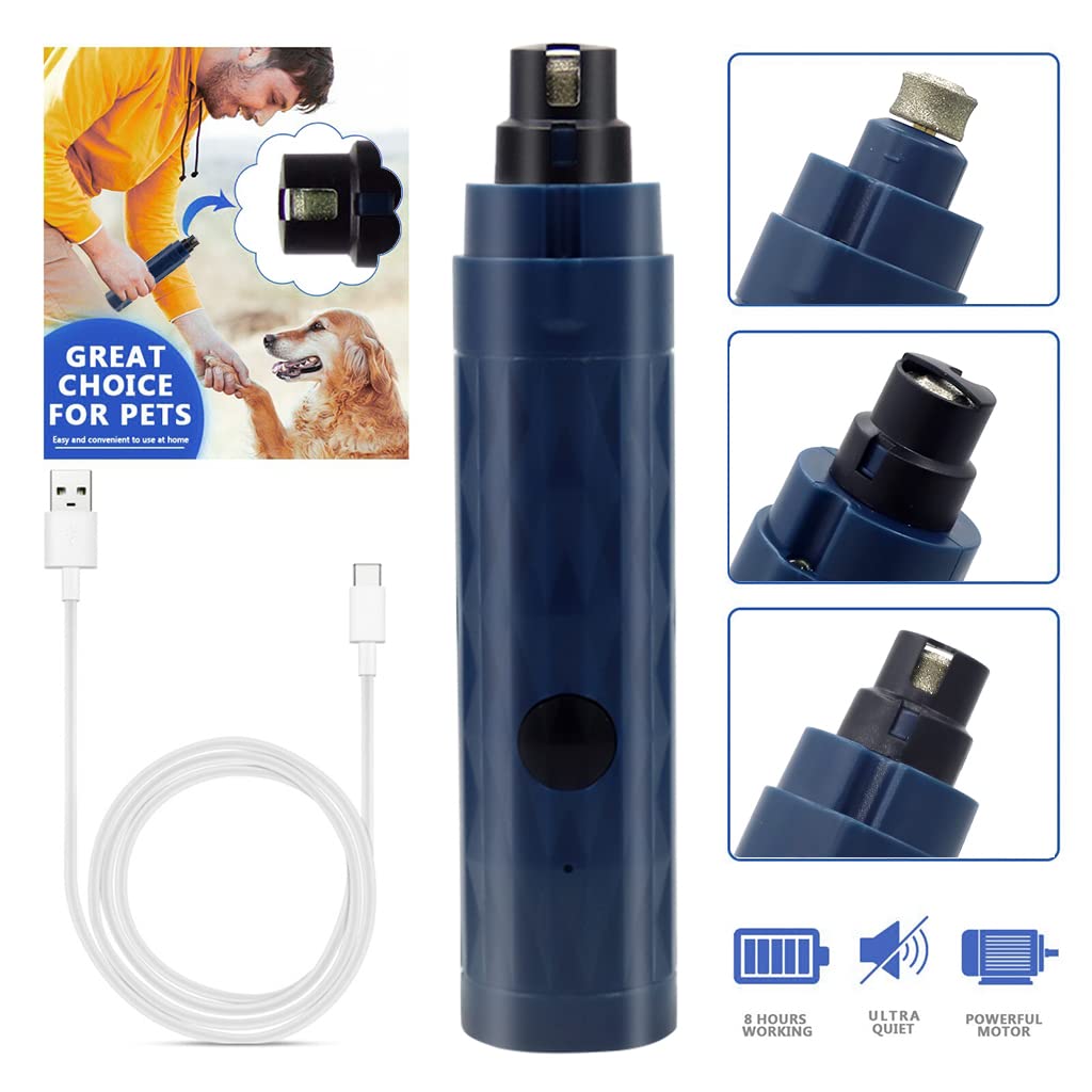 Qpets Electric Dog Nail Trimmer with LED Light featuring 2 Speed 5000 and 7000 rpm Motor | USB Rechargeable Low Noise Grinder for Dogs and Cats