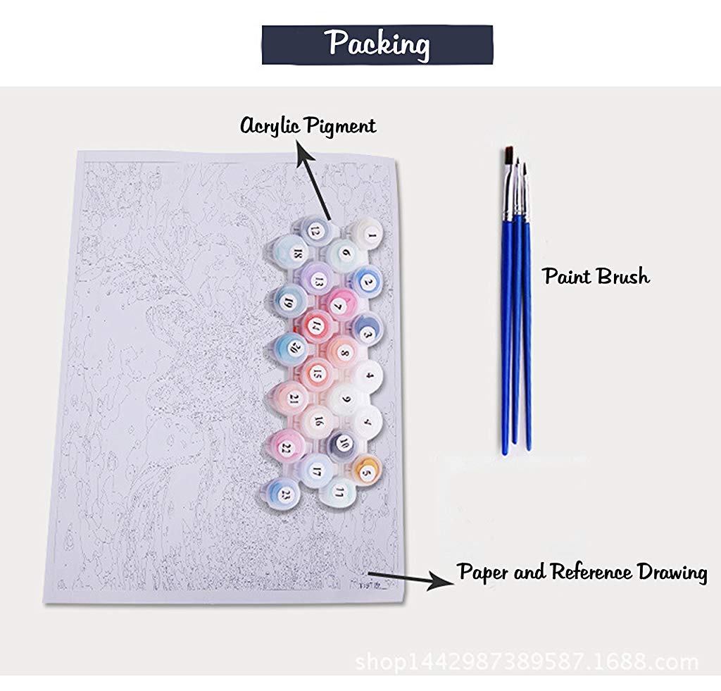 HASTHIP Paint by Numbers Kit for Beginners with Brushes and Pre Printed Canvas | Eco Friendly Acrylic Set for Kids and Adults