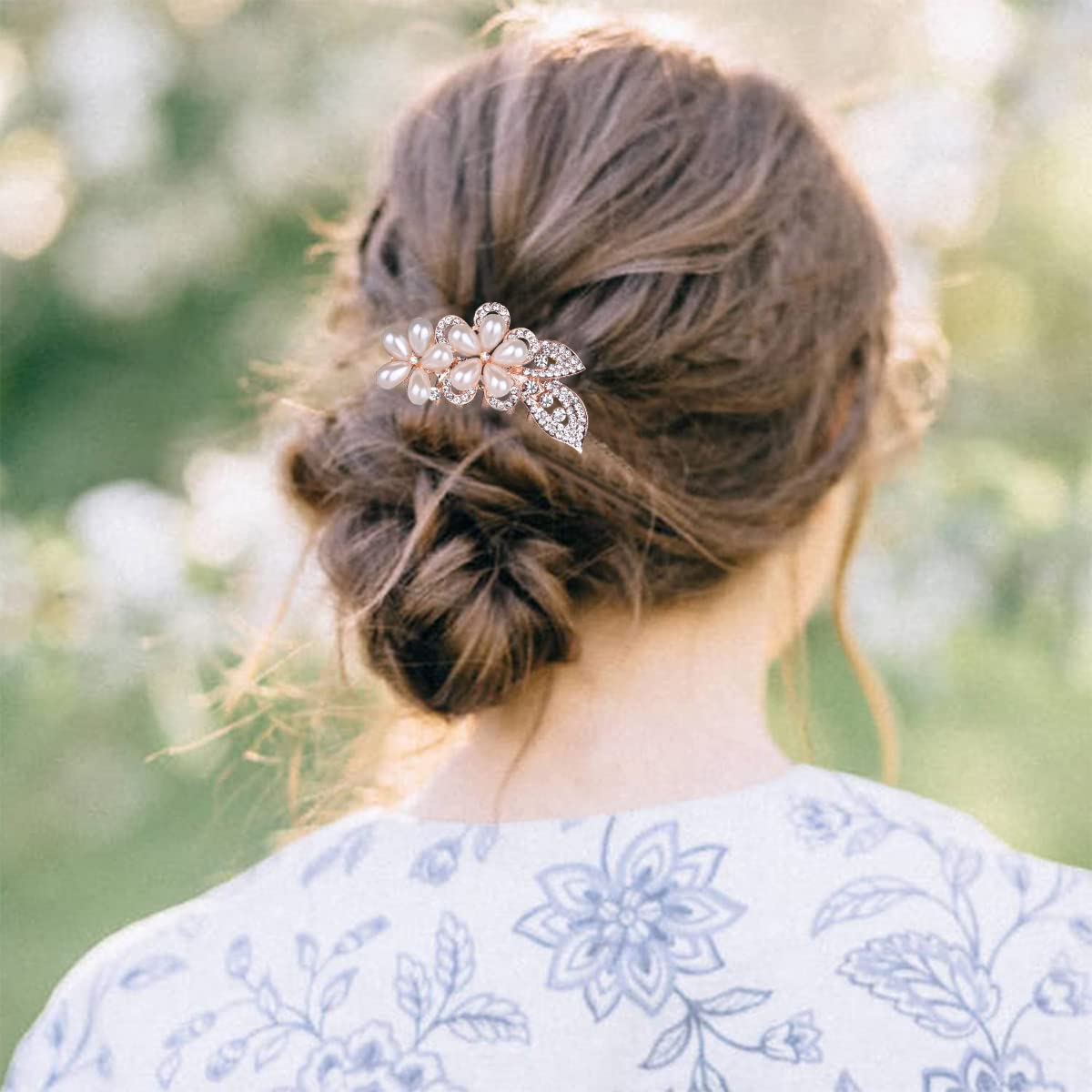 PALAY Hair Side Comb for Weddings and Parties with Pearls Flower Rhinestones 8.5 cm | Gift for Women and Girls