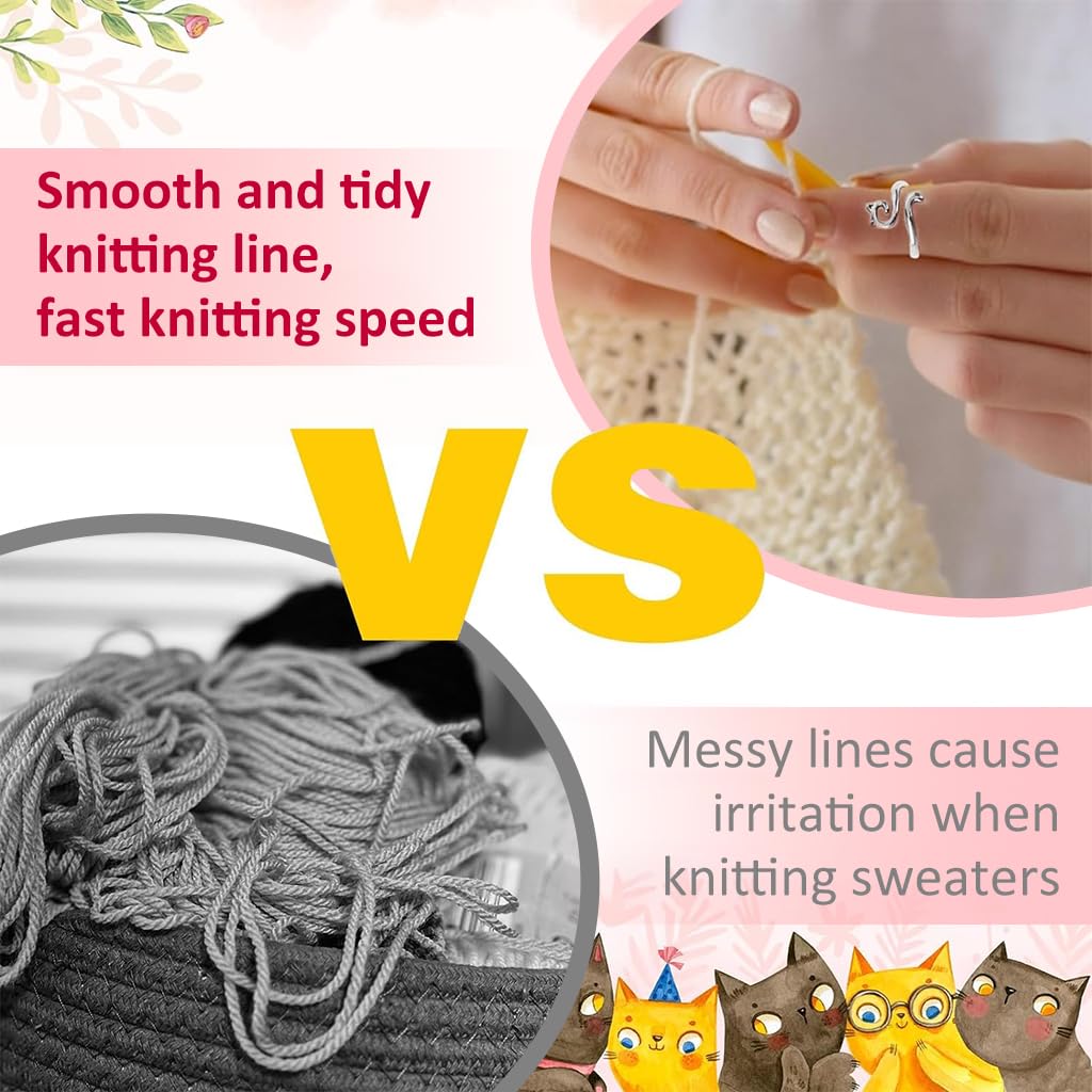 HASTHIP Crochet Rings for Tension with Adjustable Cat Ear Design 3pcs 2.1×1.4 cm | Gifts for Knitters