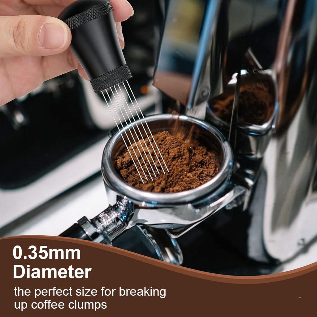 Supvox Espresso Coffee Stirrer for Uniform Grounds with 17 Stainless Needles & Ergonomic Handle | Precise Barista Distribution Tool
