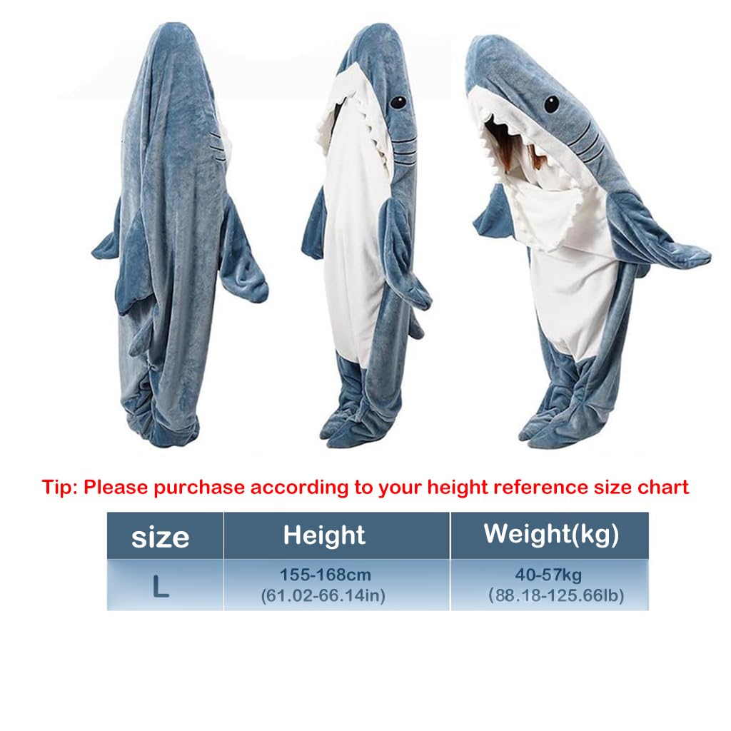 PALAY Shark Blanket Pajamas for Adults with Soft Fleece Fabric and Playful Shark Design | Fits 155‑168 cm