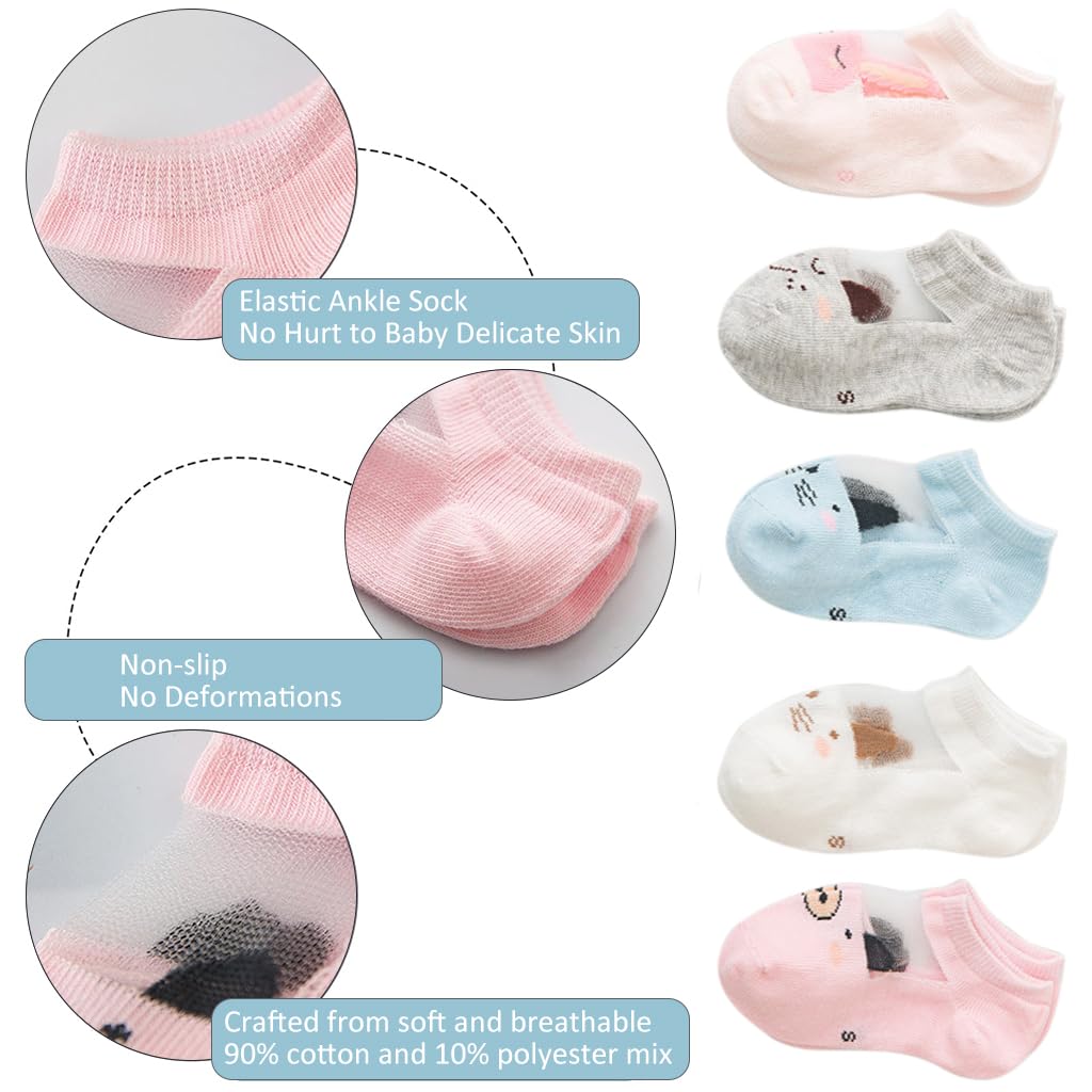 SNOWIE SOFT Baby Ankle Socks for Toddlers with Soft Elastic Band and 90% Cotton | 5 Pairs